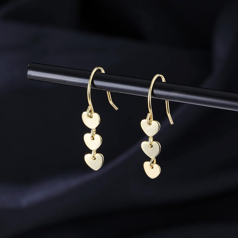 Reffeer Solid 925 Sterling Silver Love Heart Drop Earrings for Women Teen Girls Sweet Heart Dangle Earrings Hook Earrings - Image 3